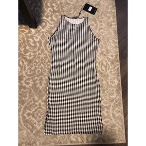 Black and white checkered mini dress